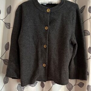 Elegant J McLaughlin Gray Jacket with Gold Buttons